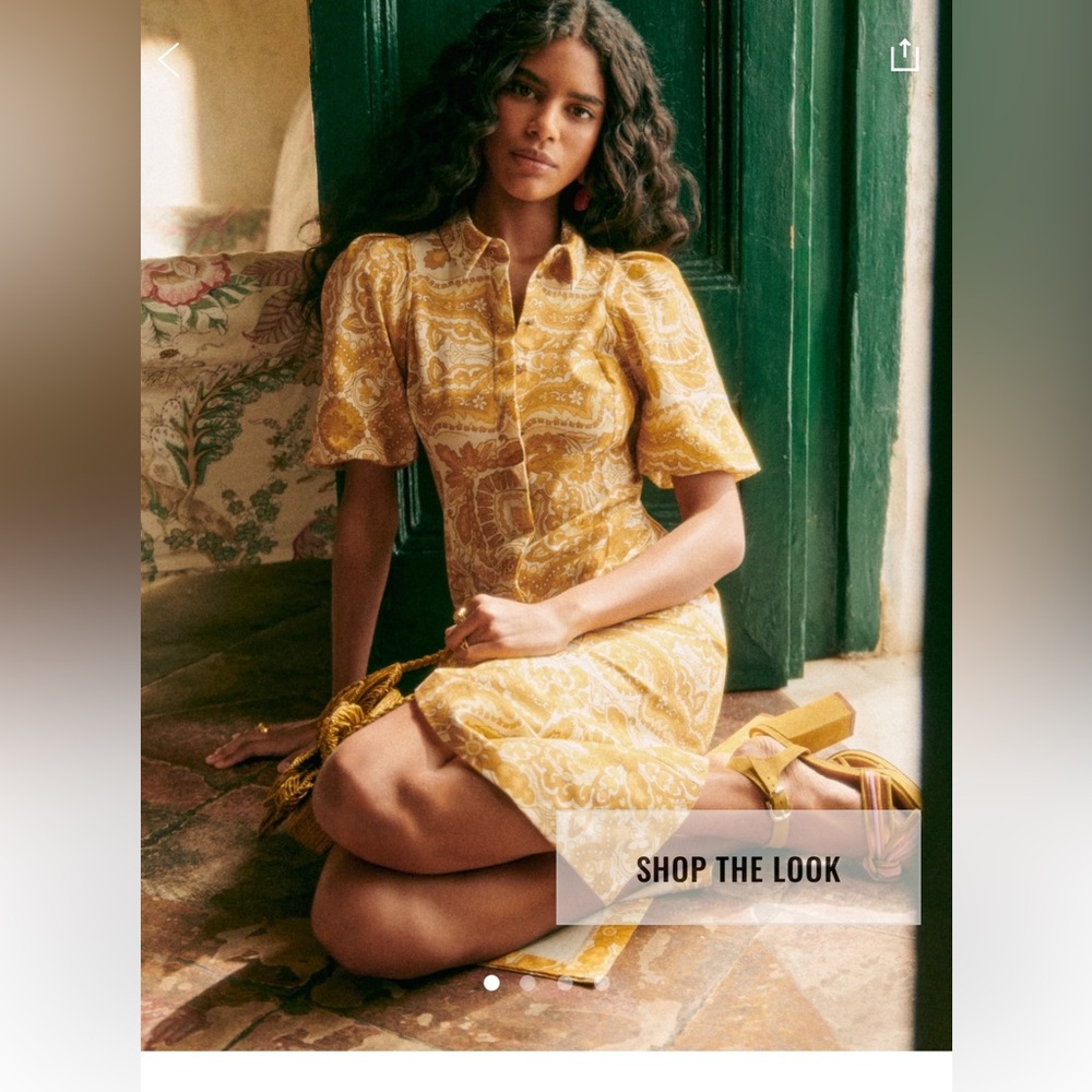 Sezane Etia US 8 in Zini print Yellow Paisley Midi Dress